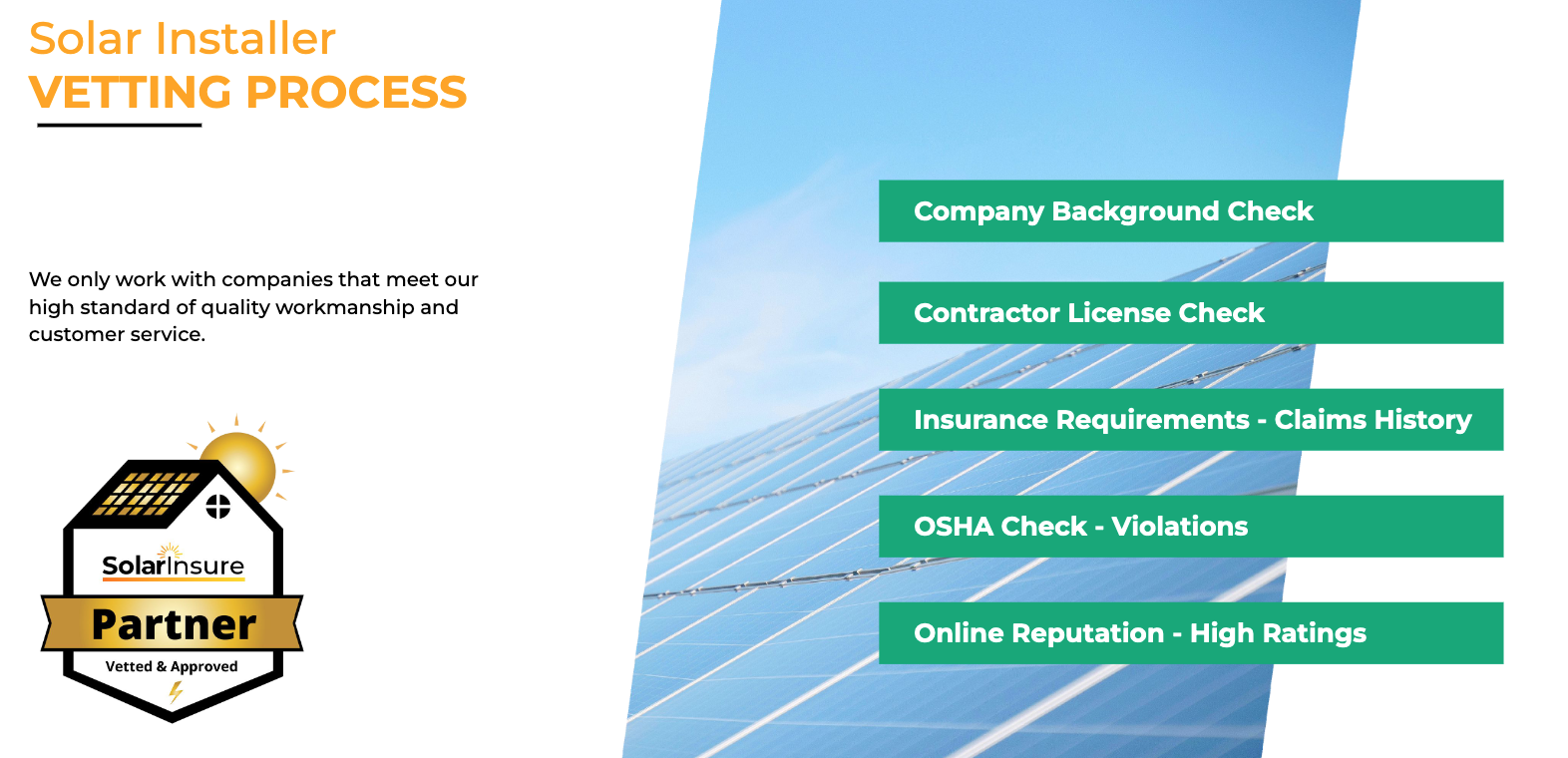Solar Insure Vetted and Approved Certified Installers